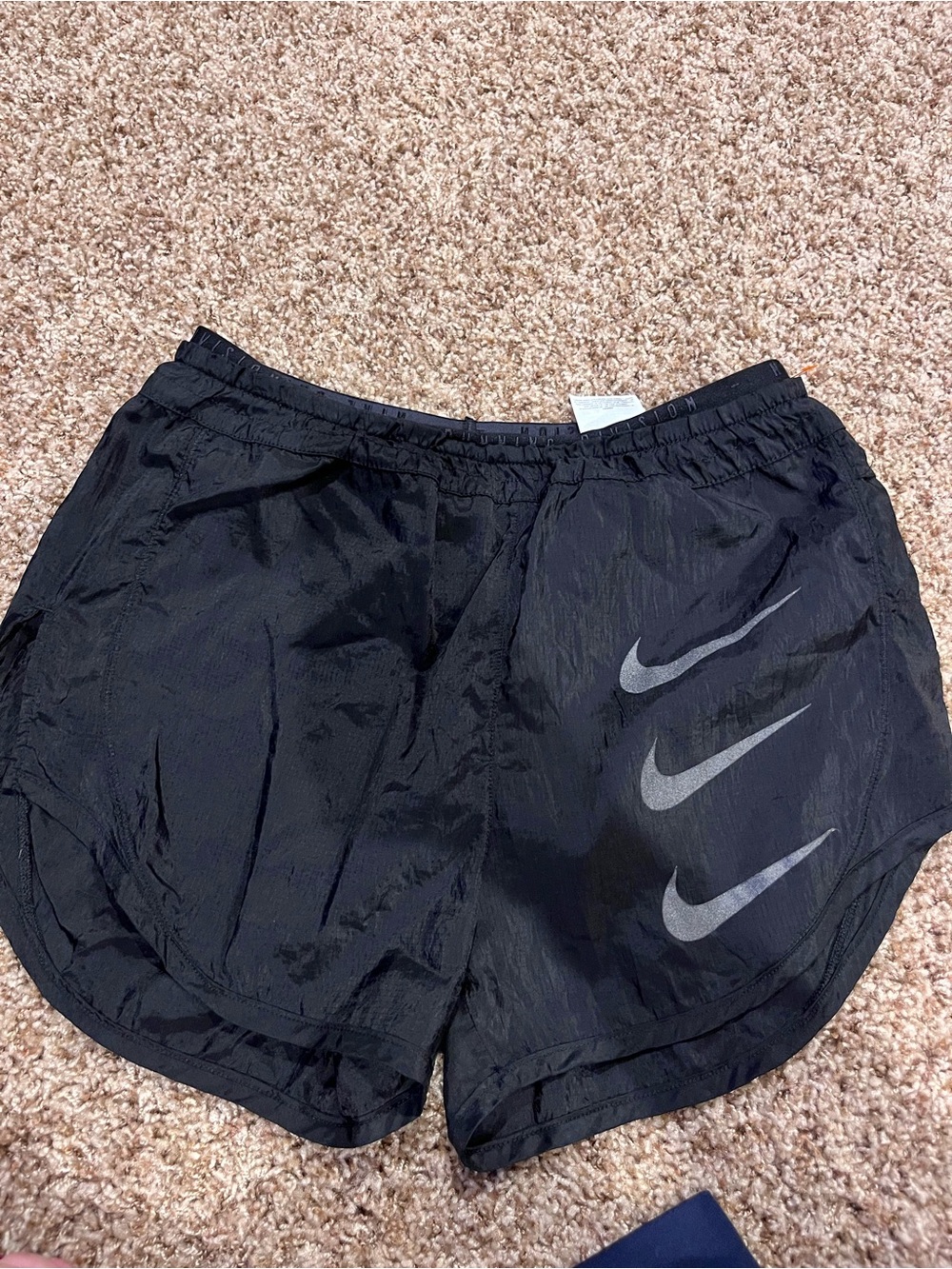 Nike Women’s Black Athletic Shorts with Grey Swoosh Accents